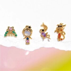 Disney Milan Gold Tone Multicolor Gemstone rhinestone crystals Earrings Set